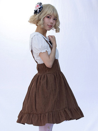牧歌的なスタイルのロリータ SK カードキャプターさくら花柄キャメルフリルロリータスカート