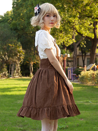 牧歌的なスタイルのロリータ SK カードキャプターさくら花柄キャメルフリルロリータスカート