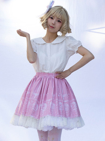 原宿ファッションロリータSK花柄ピンクフリルロリータスカート