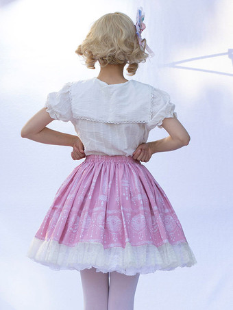 原宿ファッションロリータSK花柄ピンクフリルロリータスカート