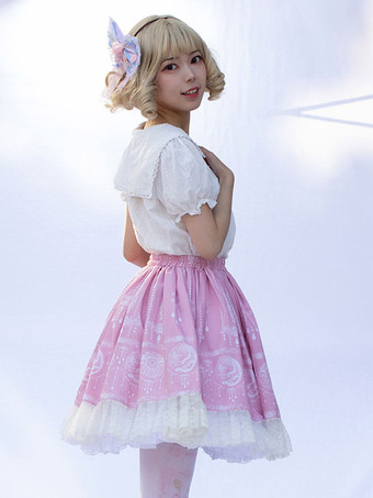 原宿ファッションロリータSK花柄ピンクフリルロリータスカート