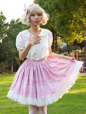 原宿ファッションロリータSK花柄ピンクフリルロリータスカート