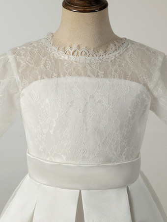 Hochzeits-Party-Kleider für Kinder  geselliges Party-Kleid  Hochzeit  schönes Blumenmädchen-Kleid  Blumenmädchen-Kleider  halbe Ärmel  Spitze  Elfenbeinfarben