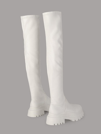 Cuissardes en cuir PU à talons épais chaussures pour femmes