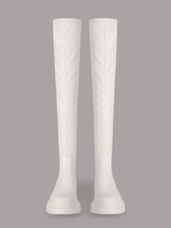 Cuissardes en cuir PU à talons épais chaussures pour femmes