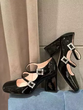 Vintage Shoes Black Patent Leather Square Toe Lace Up - Milanoo.com