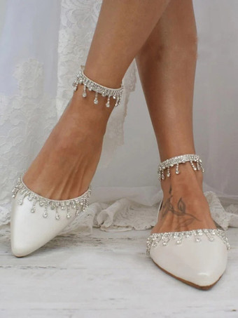 ブライダルシューズ ブライダルフラット PUレザー ポインテッドトゥ