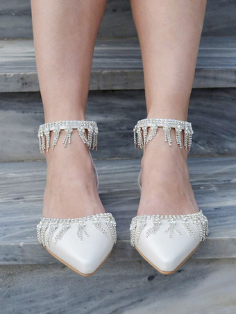 Scarpe da sposa Appartamenti da sposa Punta a punta in pelle PU