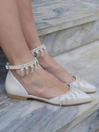 Scarpe da sposa Appartamenti da sposa Punta a punta in pelle PU