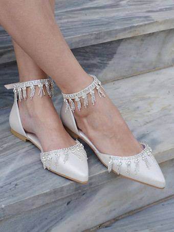 Scarpe da sposa Appartamenti da sposa Punta a punta in pelle PU