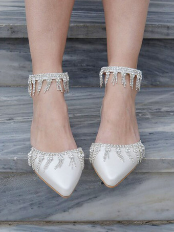 Scarpe da sposa Appartamenti da sposa Punta a punta in pelle PU