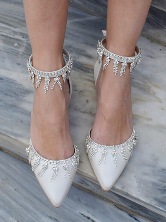 Scarpe da sposa Appartamenti da sposa Punta a punta in pelle PU