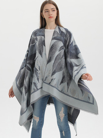 Women Cape Classic Floral Printed Oversized Casual Daily Poncho