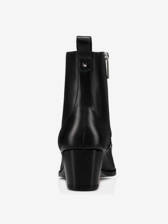 De hombre Tacón de bloque Botas Chelsea Negro Correa plateada Cadenas Botines con punta cuadrada