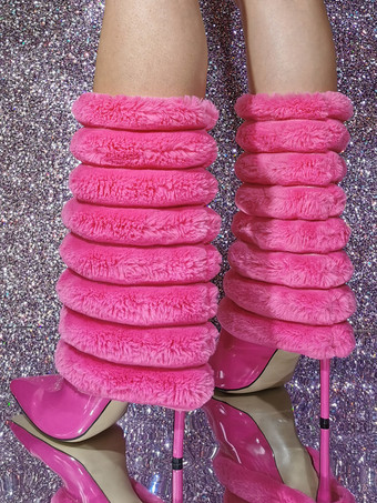 女性用パテントPUアッパーポインテッドトゥスティレットヒールミッドカーフブーツ