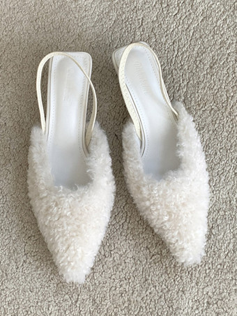 Sabot in poliestere con lacci e tacco a gattino da donna rosa chiaro