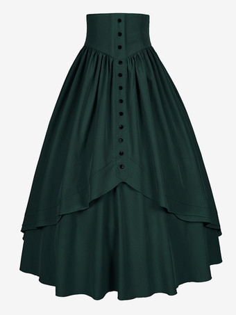 グリーン ゴスロリSKドレス フリル ロリータスカート コーヒーブラウン