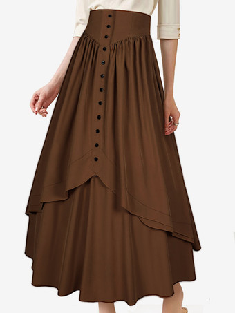 ゴスロリSKドレス フリル ロリータスカート コーヒーブラウン