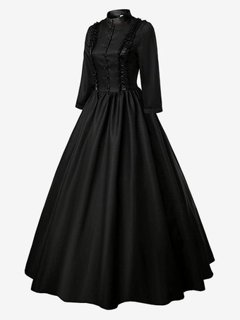 Gothic Victorina Lolita Dresses Ruffles Black Queen Masquerade Dress