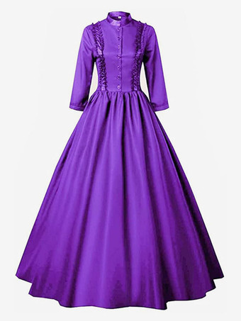 Purple Gothic Victorina Lolita Dresses Ruffles Black Queen Masquerade Dress