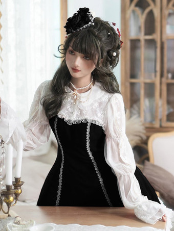 ゴスロリ ドレス フリル ブラック ブラック
