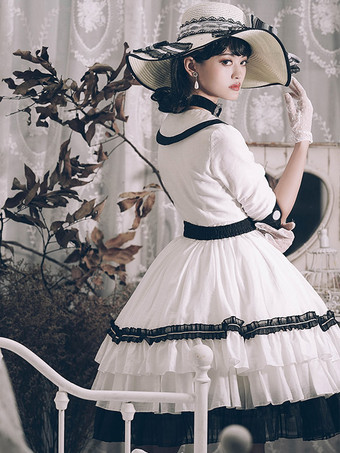 エレガントロリータドレス ポリエステル 七分袖 フリル OPドレス ロリータドレス