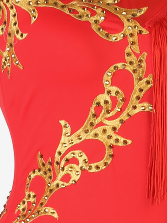 ラテンダンスドレス レッド レディース ライクラスパンデックス ドレス ダンスウェア