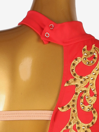 ラテンダンスドレス レッド レディース ライクラスパンデックス ドレス ダンスウェア