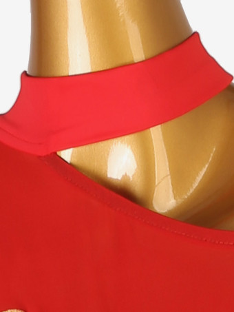 ラテンダンスドレス レッド レディース ライクラスパンデックス ドレス ダンスウェア