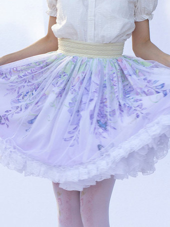 スイートロリータSKイメージ通りの花柄フリルロリータスカート