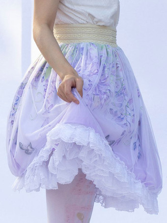 スイートロリータSKイメージ通りの花柄フリルロリータスカート