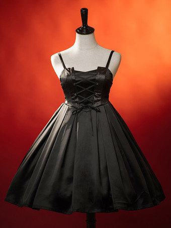 ゴスロリ ドレス レースアップ ブラック ブラック