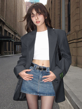 レディース ブレザー ロング ボールドショルダー ラペル ボタン アウターウェア
