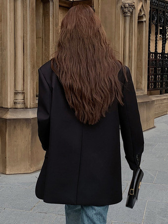 レディース ブレザー ロング ボールドショルダー ラペル ボタン アウターウェア