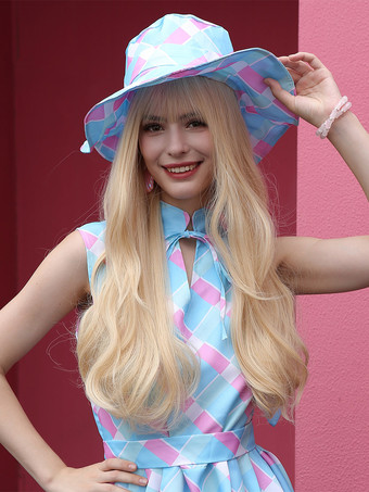 ロングウィッグ ベージュ カーリー レーヨン ウエスタンスタイル レイヤード 合成ウィッグ 女性用