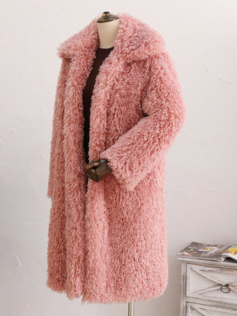 フェイクファーコート ターンダウンカラー 環境に優しいロングジャケット レディース 2025