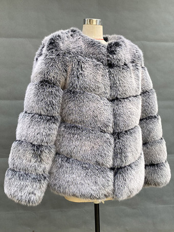 ホワイト フェイクファーショートコート 冬 エコフレンドリー ファージャケット レディース 2025