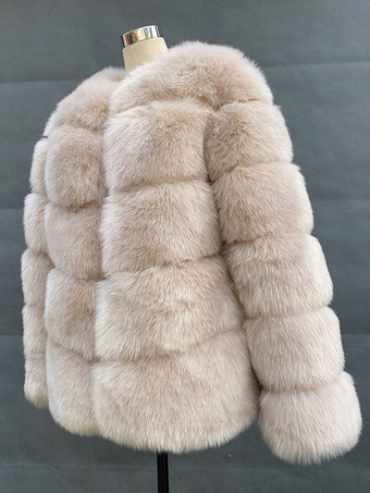 アイボリー フェイクファーショートコート 冬 エコフレンドリー ファージャケット レディース 2025