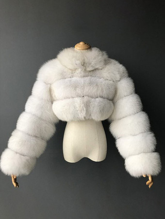 Faux Fur Coats Collared Button Front Short Outerwear For Women
