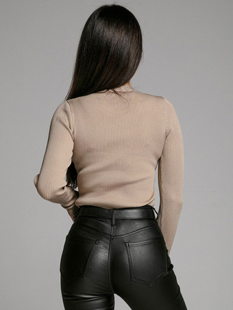 ニットレイヤリングトップ長袖ボタンソリッドカラー秋冬アンダーシャツ女性のための