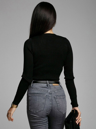 ニットレイヤリングトップ長袖ボタンソリッドカラー秋冬アンダーシャツ女性のための