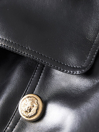 トレンチコート ノッチドラペル ダブルブレスト ベルト付き PUレザー アウターウェア