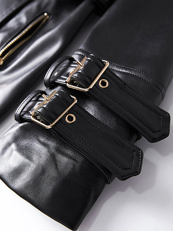 トレンチコート ノッチドラペル ダブルブレスト ベルト付き PUレザー アウターウェア