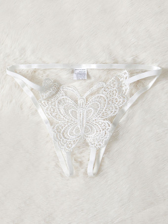 ランジェリー パンティー ホワイト ポリエステル リボン 日常 カジュアル クロッチレス セクシー 成人用