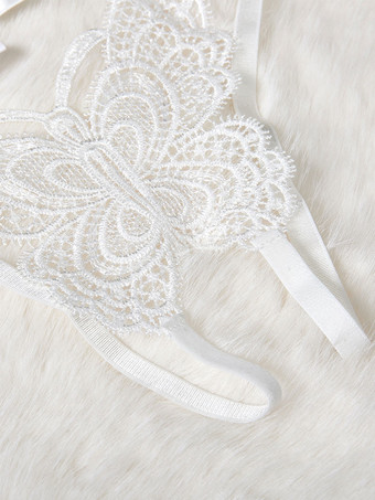 ランジェリー パンティー ホワイト ポリエステル リボン 日常 カジュアル クロッチレス セクシー 成人用