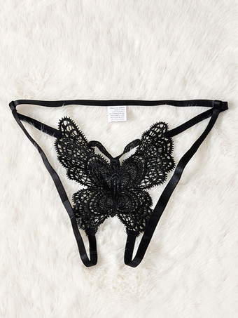 ブラック ランジェリー パンティー ホワイト ポリエステル リボン 日常 カジュアル クロッチレス セクシー 成人用