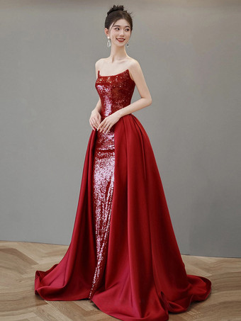 イブニングドレス Aライン ストラップレス スパンコール コート トレイン スパンコール ソーシャル ページェント ドレス