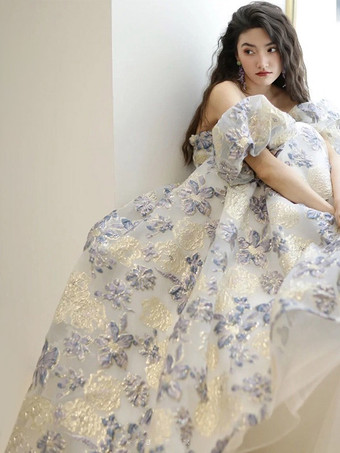 イブニングドレス Aライン ストラップレス マキシレングス 半袖 レースアップ 弾性織り サテン フォーマルパーティードレス