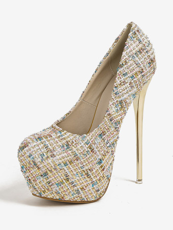 Apricot Women's Sexy High Heels Stiletto Heel Polyester Pumps In