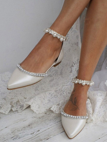 ブライダルシューズ ブライダルフラット PUレザー ポインテッドトゥ
